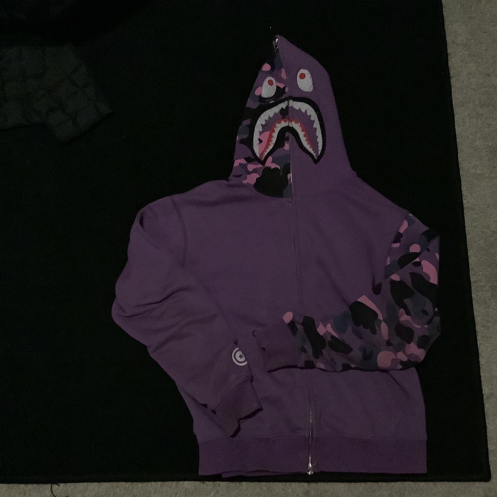 Purple bape hoodie solo camo sleeve